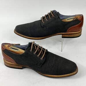 Canvas Oxford Men 9 Lace Up Dress Shoe Black Brown Business Casual Modern Bowler